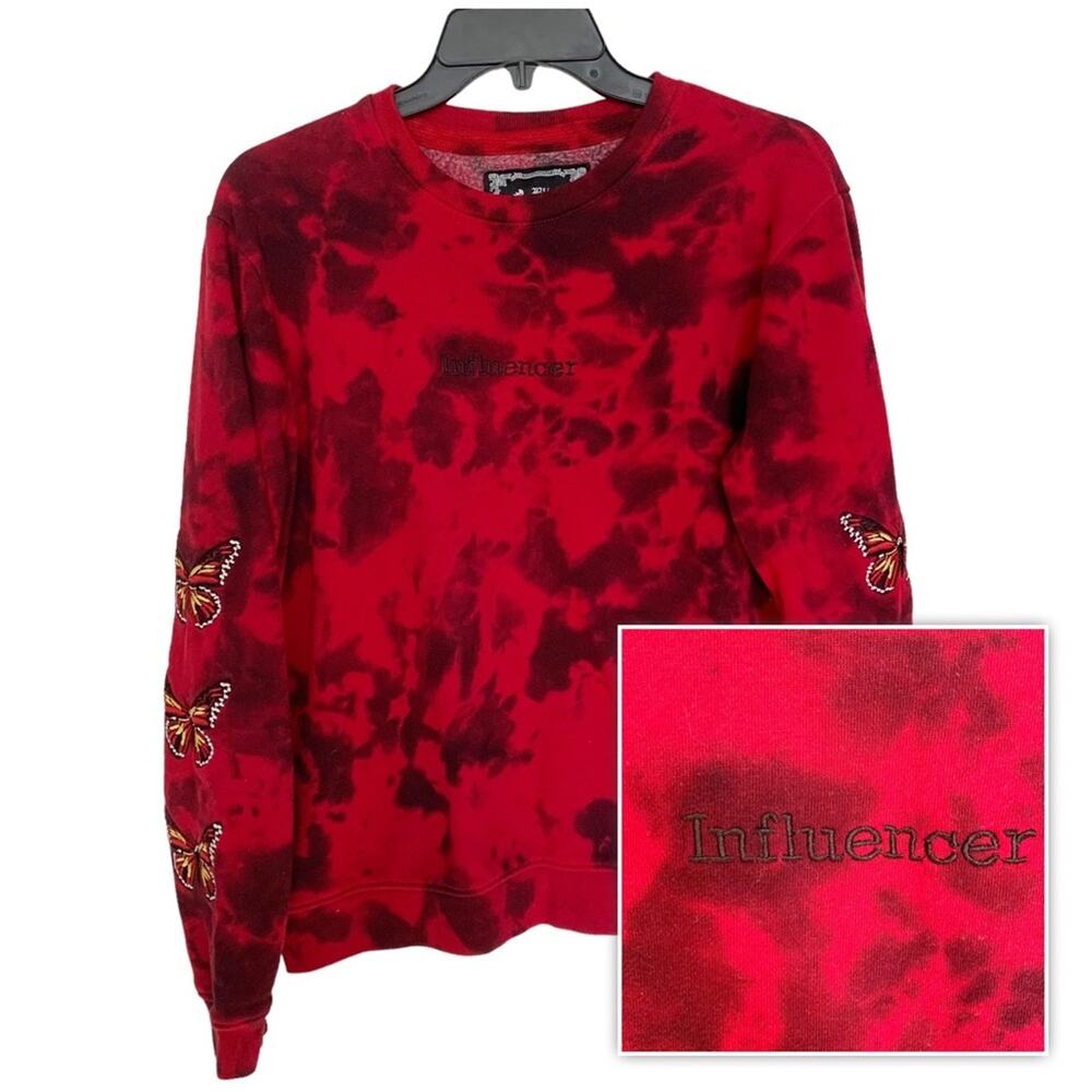 Blind Rooster Red Black Tie Dye Influencer Sweatshirt Medium